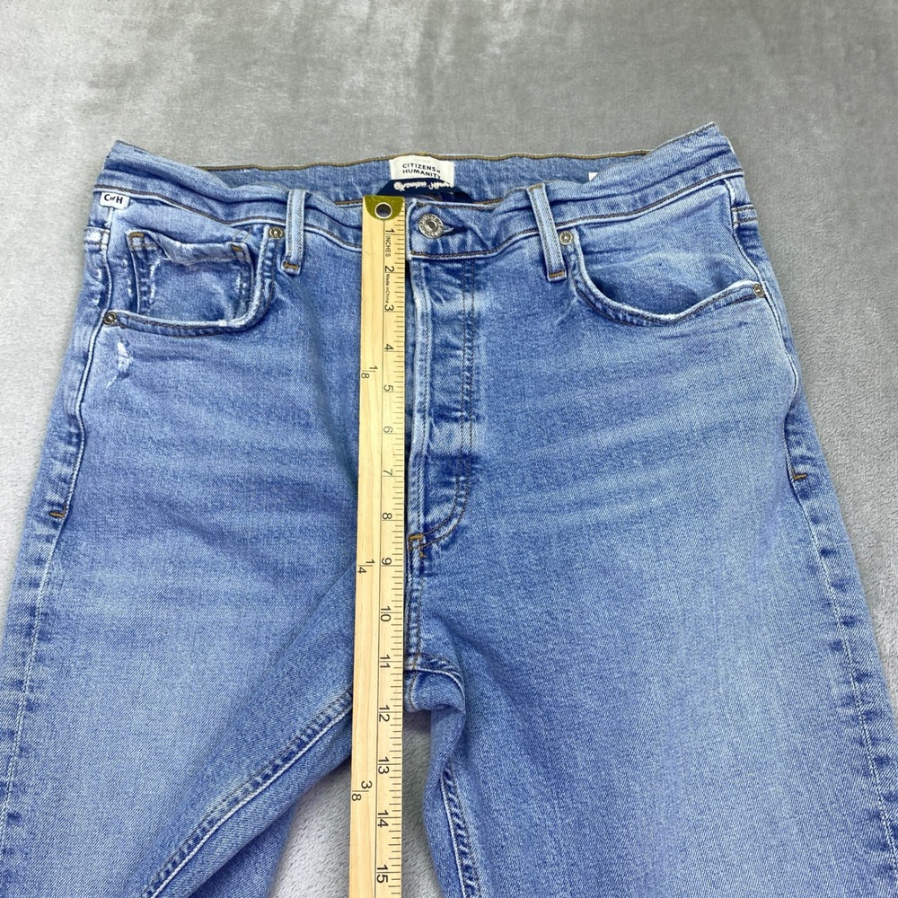 Citizens of Humanity Jolene High Rise Slim Straight Jeans Blue Sz 30 Grunge - Picture 2 of 11